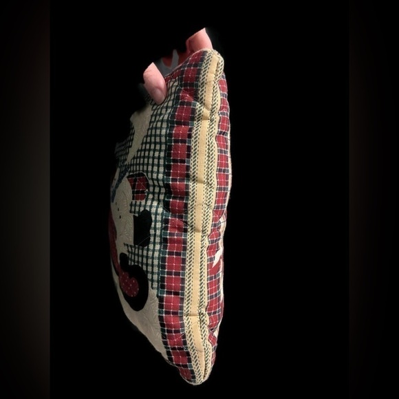 VINTAGE Handmade Snowman Sleigh Square Throw Pillow - Picture 6 of 8